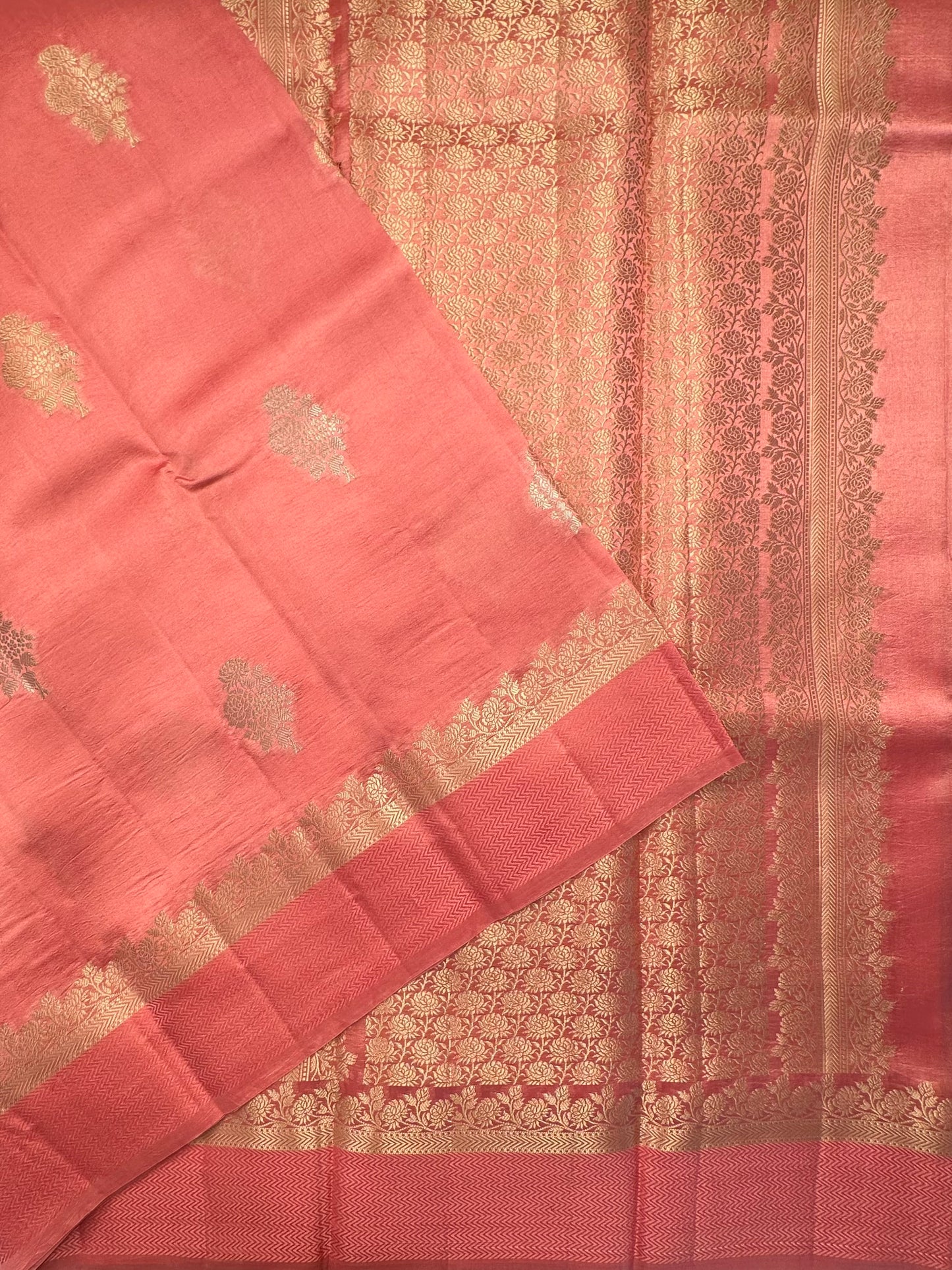 Coral Pink Vishakha Pure Silk Saree