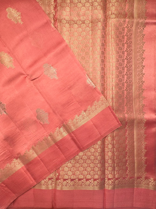 Coral Pink Vishakha Pure Silk Saree