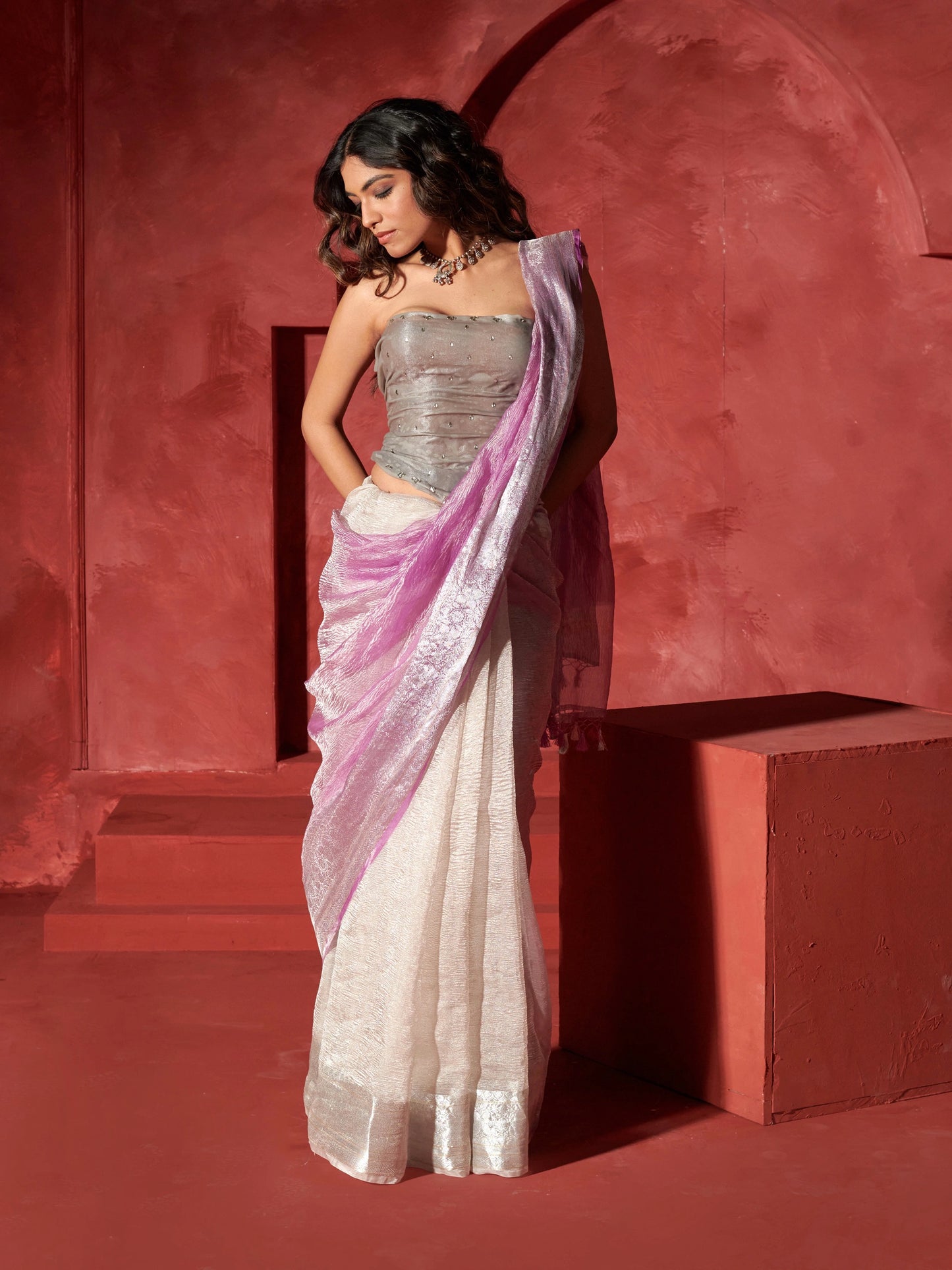 Mauve Crush Pure Tissue Saree