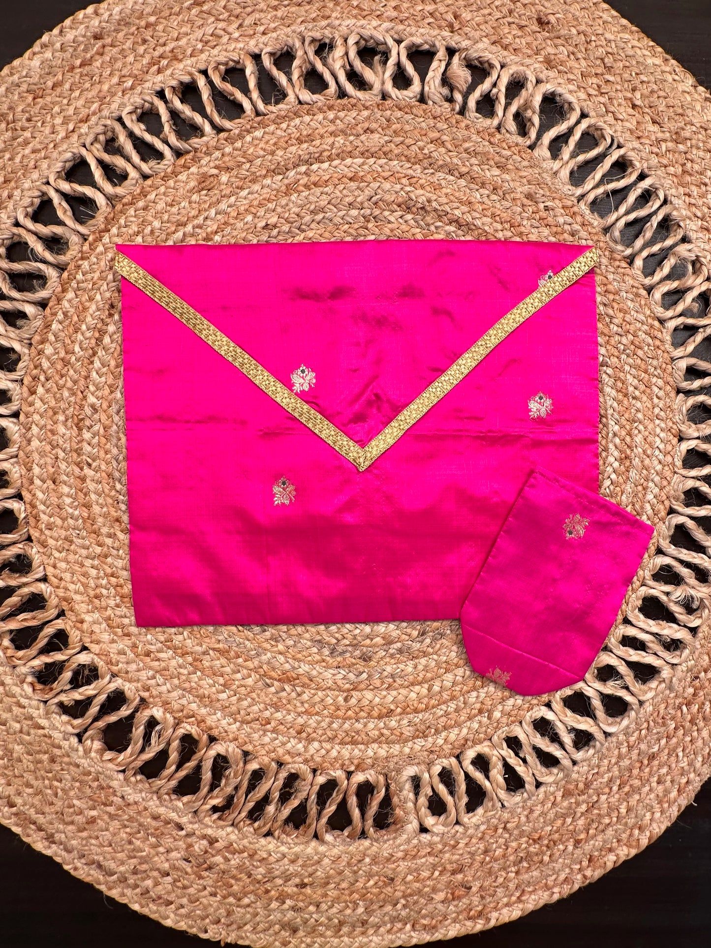 Rani Pure Silk Saree Bag With Pouch