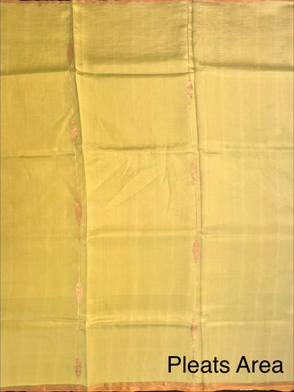Firozi-Green-Yellow Vedika Banarasi Pure Silk Saree
