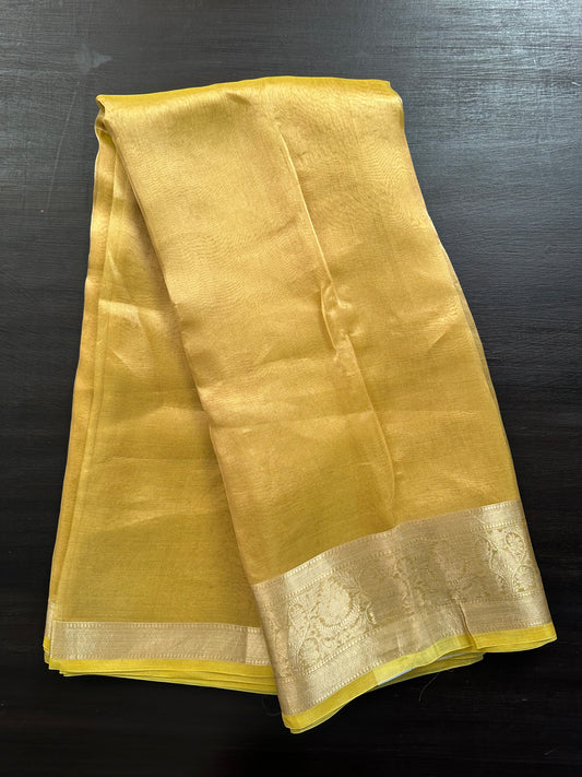 Mustard Pure Tissue Saree