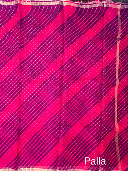 Rani-Purple Mothra Kota Doria Pure Silk Saree
