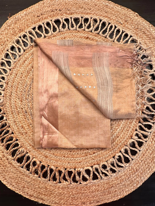 Golden Emboss Tissue Silk Saree