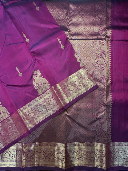 Wine Handloom Kanjivaram Pure Silk Saree