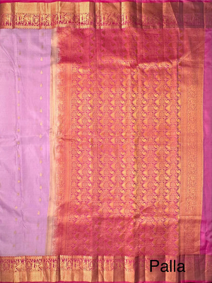 Purple Pondicherry Pure Silk Saree