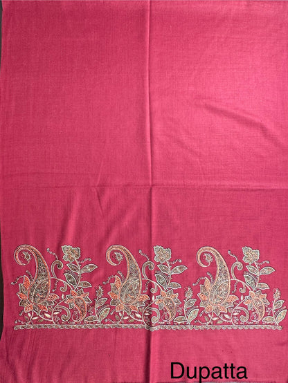 Maroon Woolen 3-Piece Suit