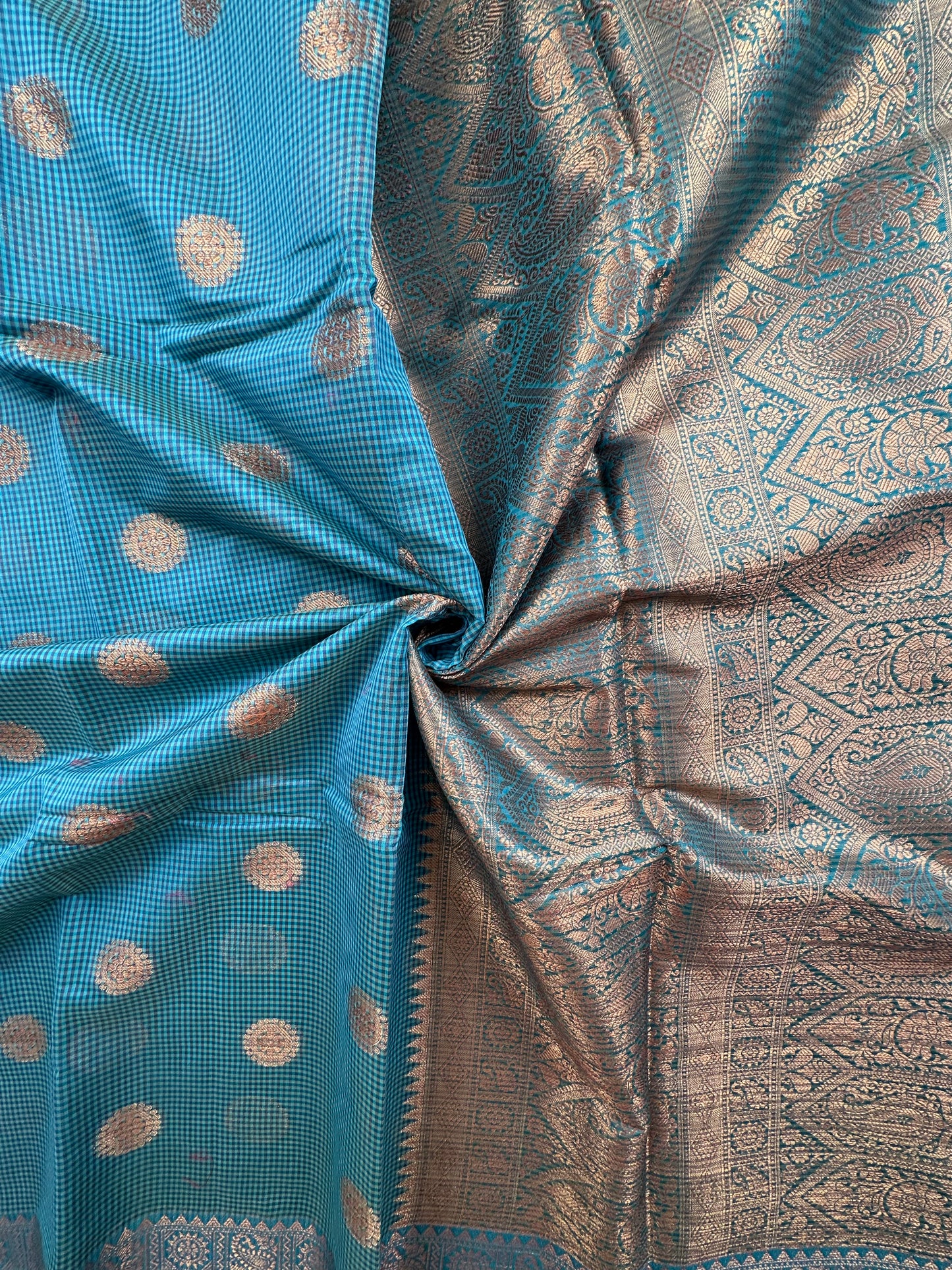Blue Blended Cotton Saree