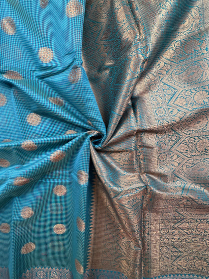 Blue Blended Cotton Saree