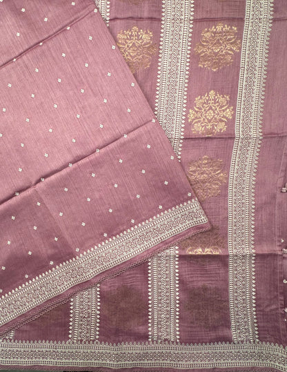 Mauve Muga Silk Saree