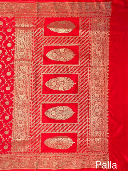 Red Banarasi Jaal Artificial Silk Saree