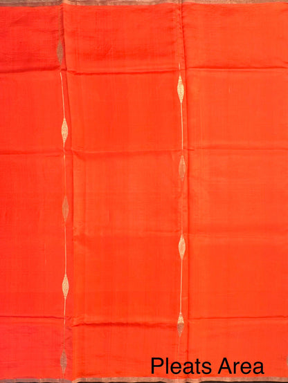 Orange-Coral Vedika Banarasi Pure Silk Saree