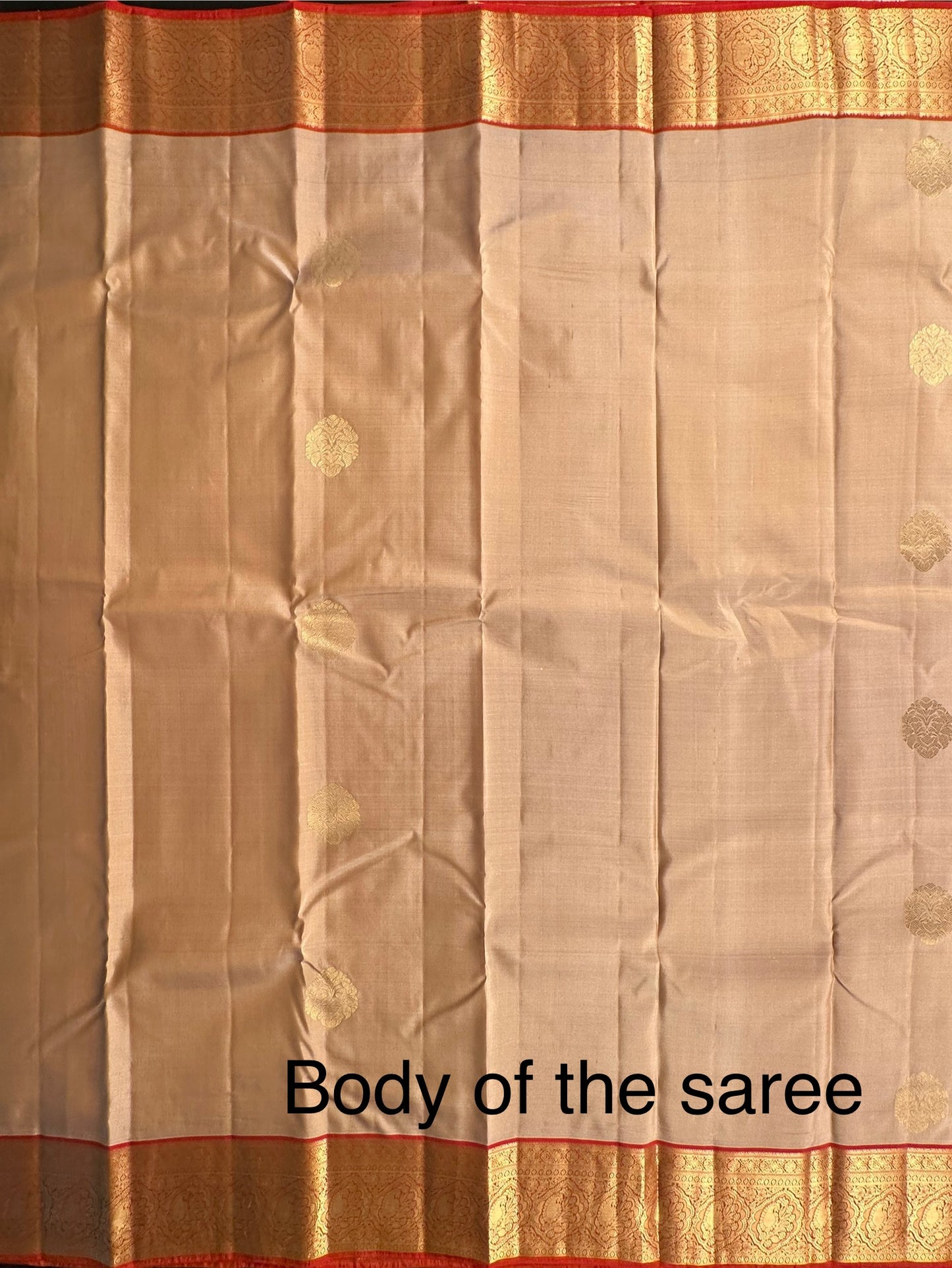 Beige Pondicherry Handloom Pure Silk Saree