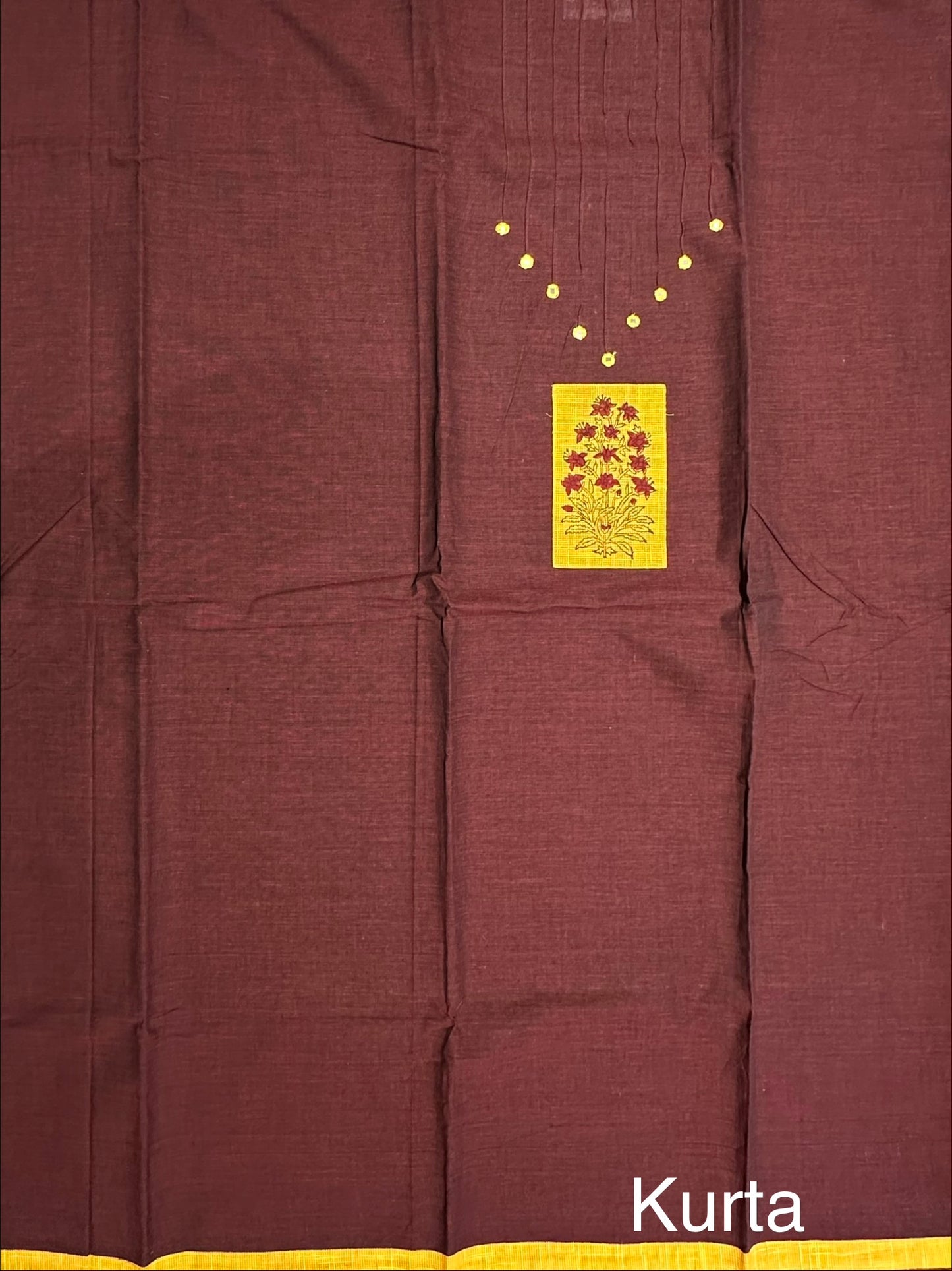 Maroon-Yellow South Cotton 3-Piece Suit