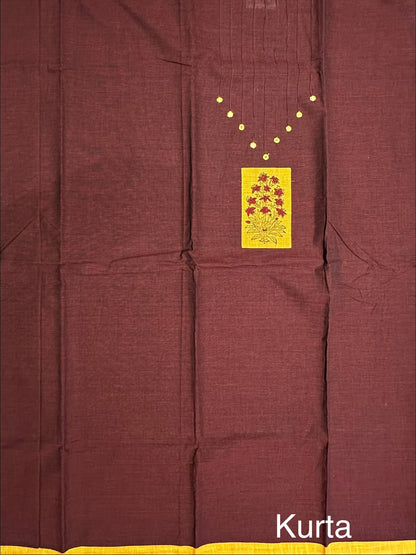 Maroon-Yellow South Cotton 3-Piece Suit