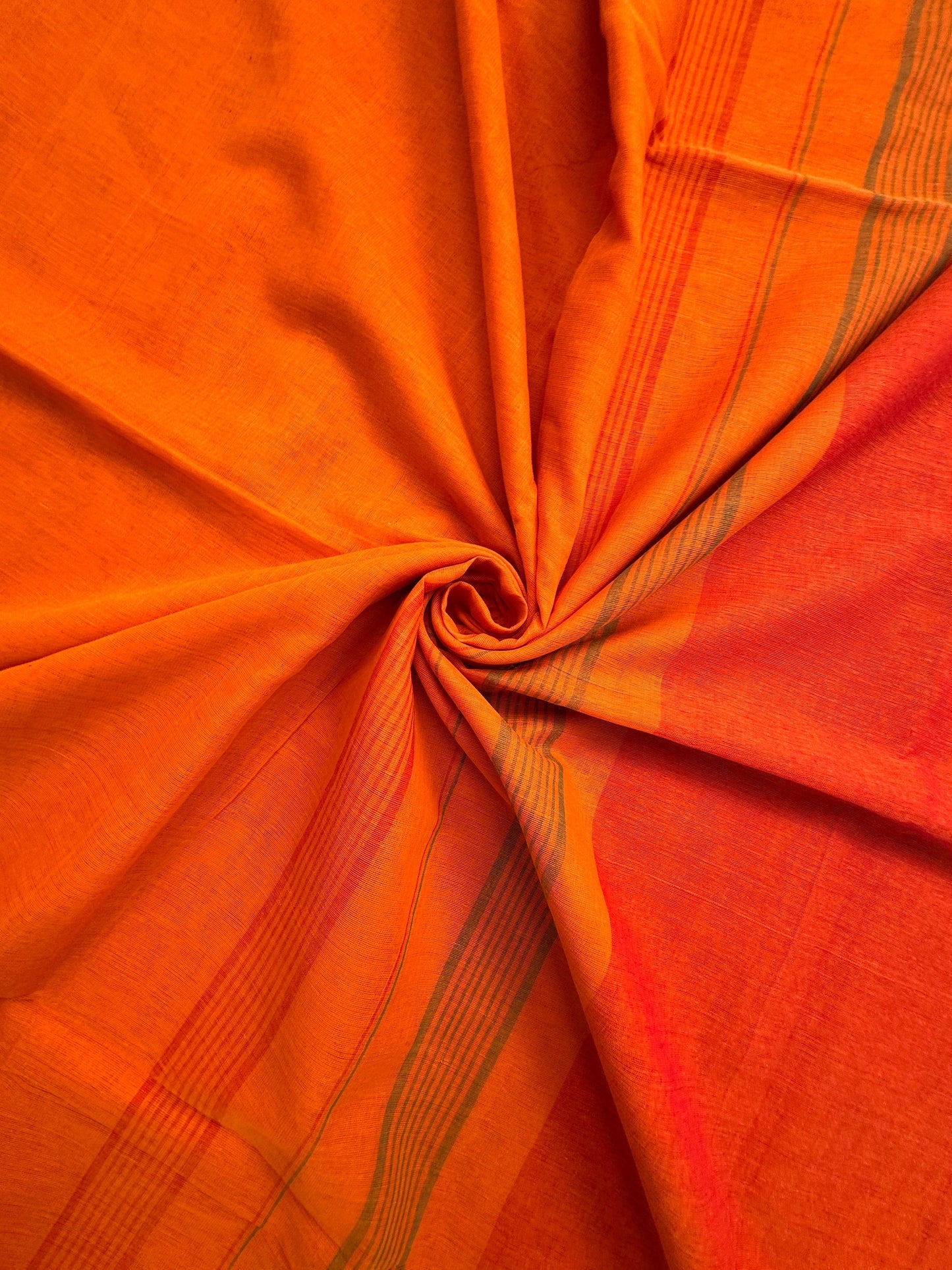 Orange-Red Piyali Bengal Cotton Saree