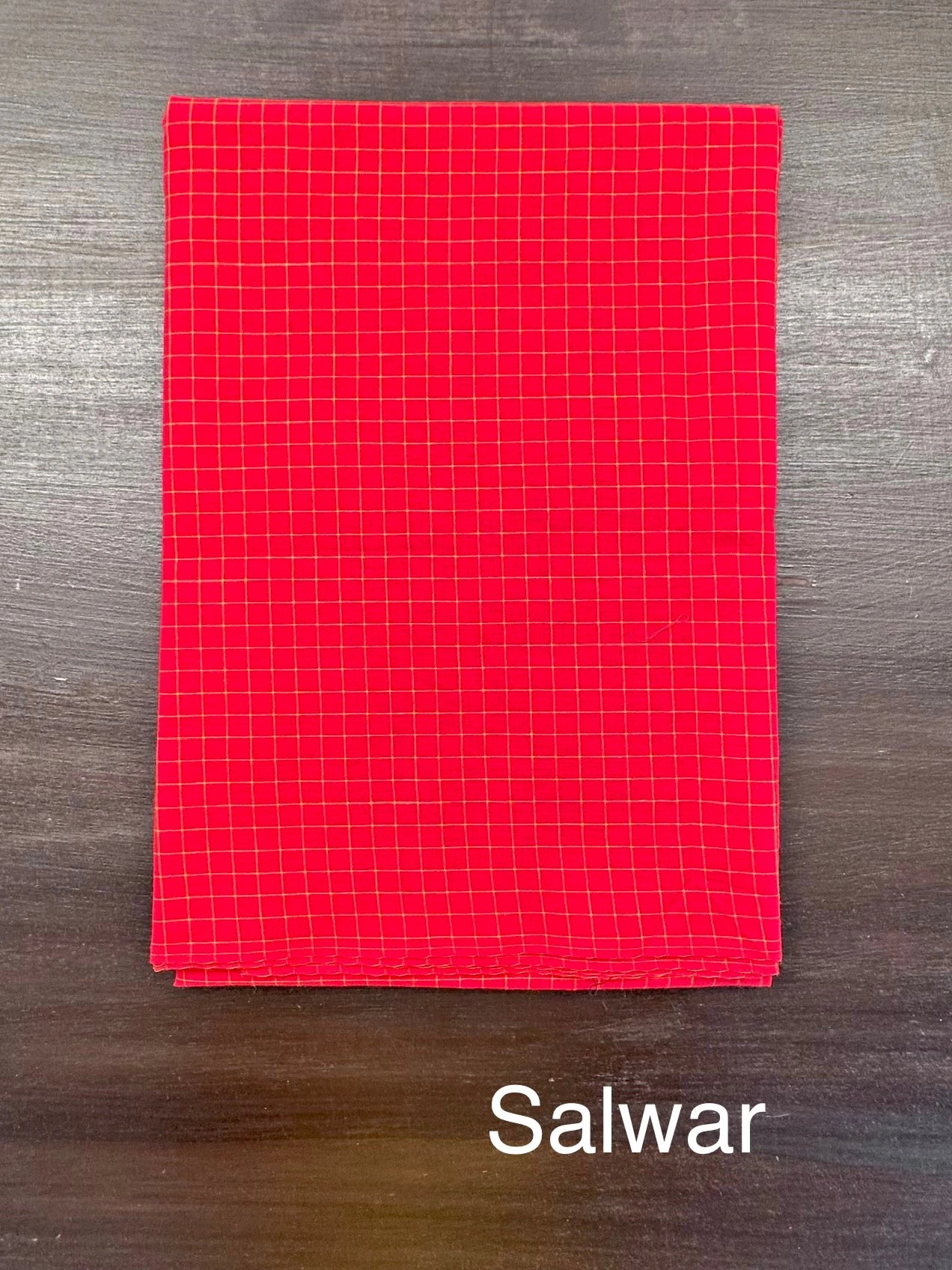 Red Checkered Dharwad South Cotton 3-Piece Suit