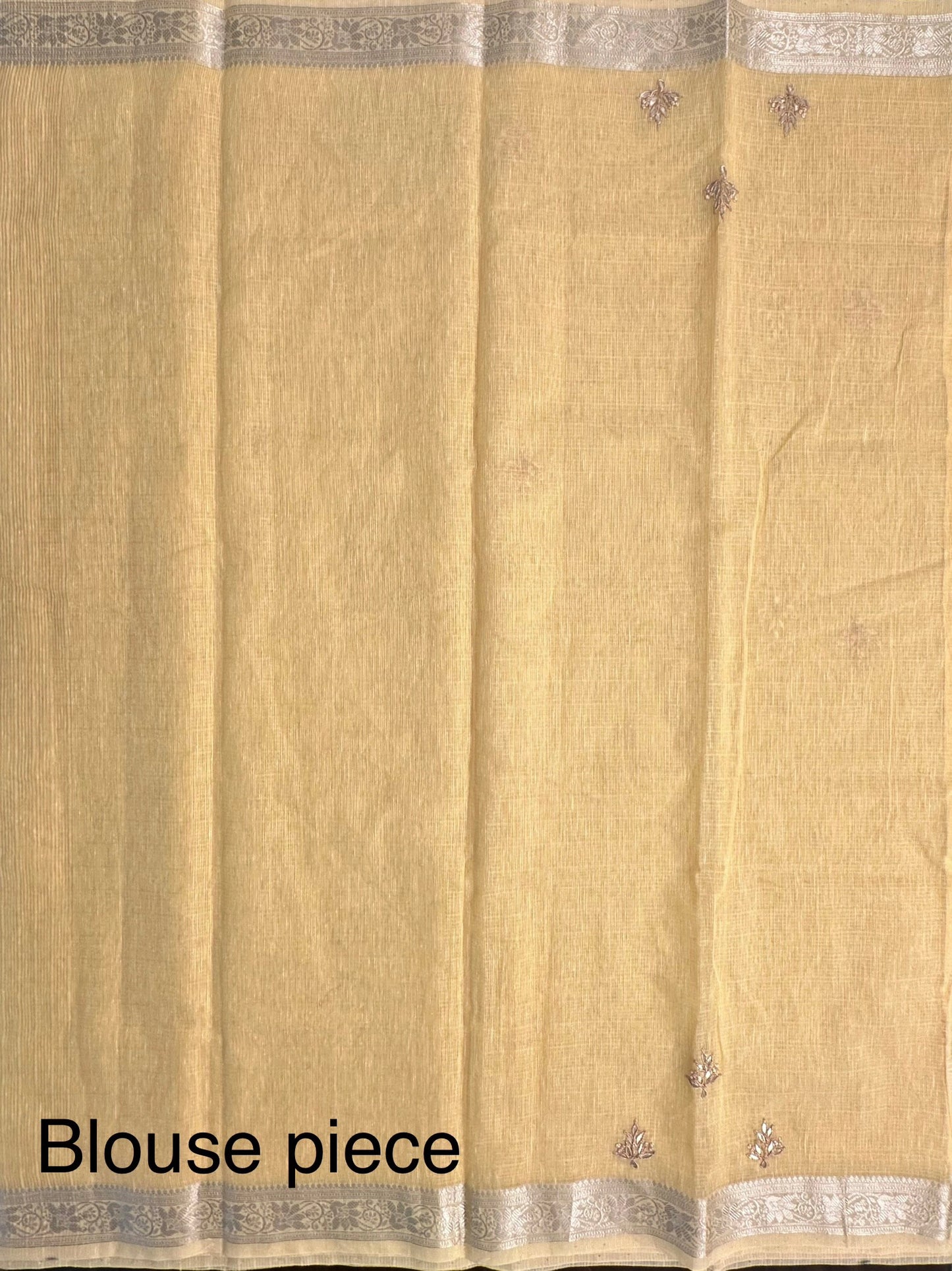 Yellow Fancy Cotton Saree With Hand Work