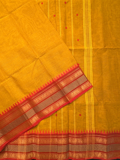 Mustard Narayanpet Cotton Saree