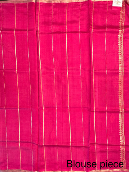 Strawberry Pink-Magenta Pink Vedika Banarasi Pure Silk Saree