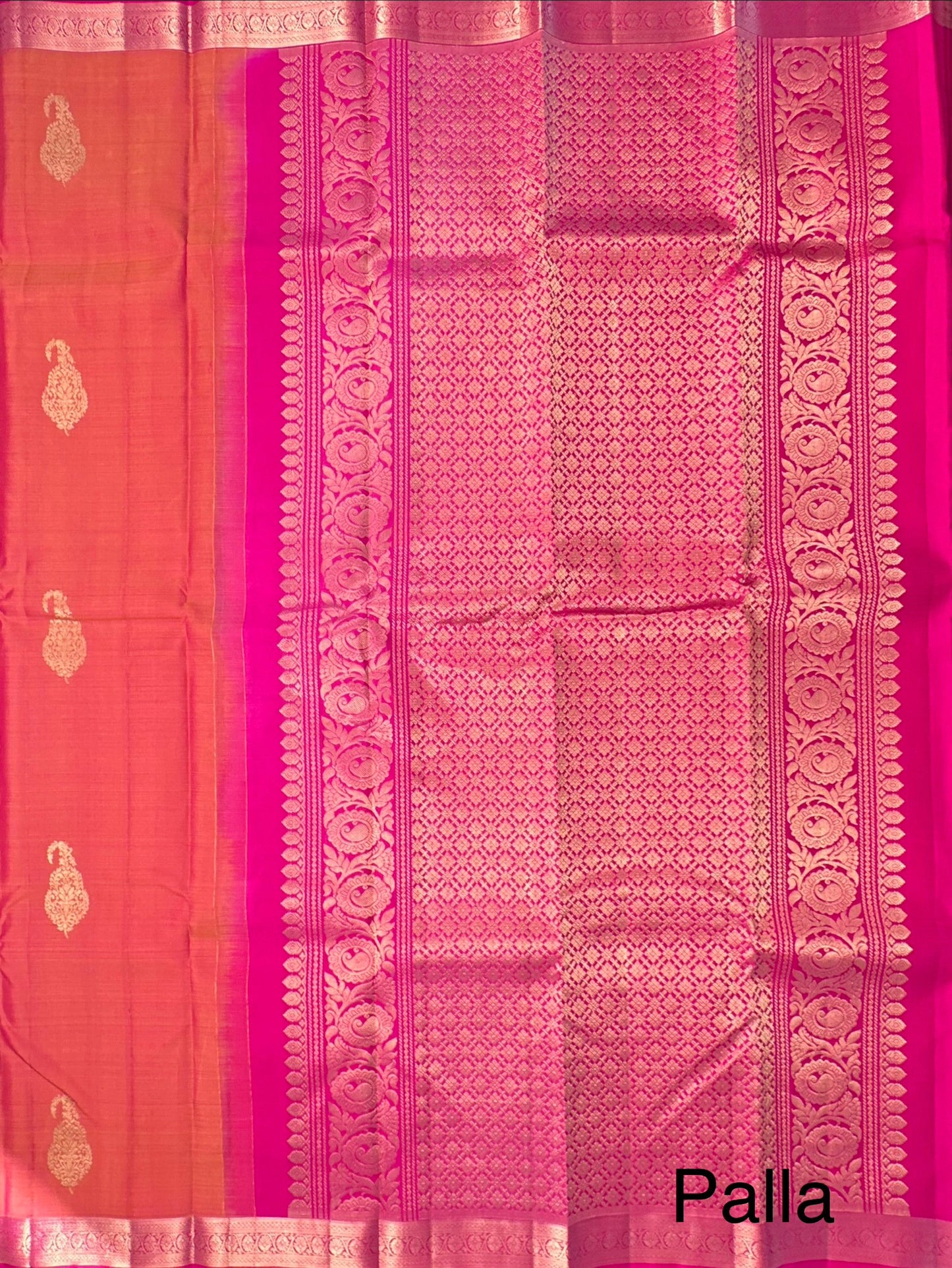 Orange-Rani Handloom Kanjivaram Pure Silk Saree
