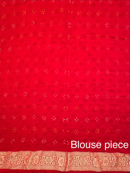 Red Gharchola Bandhej Pure Georgette Saree