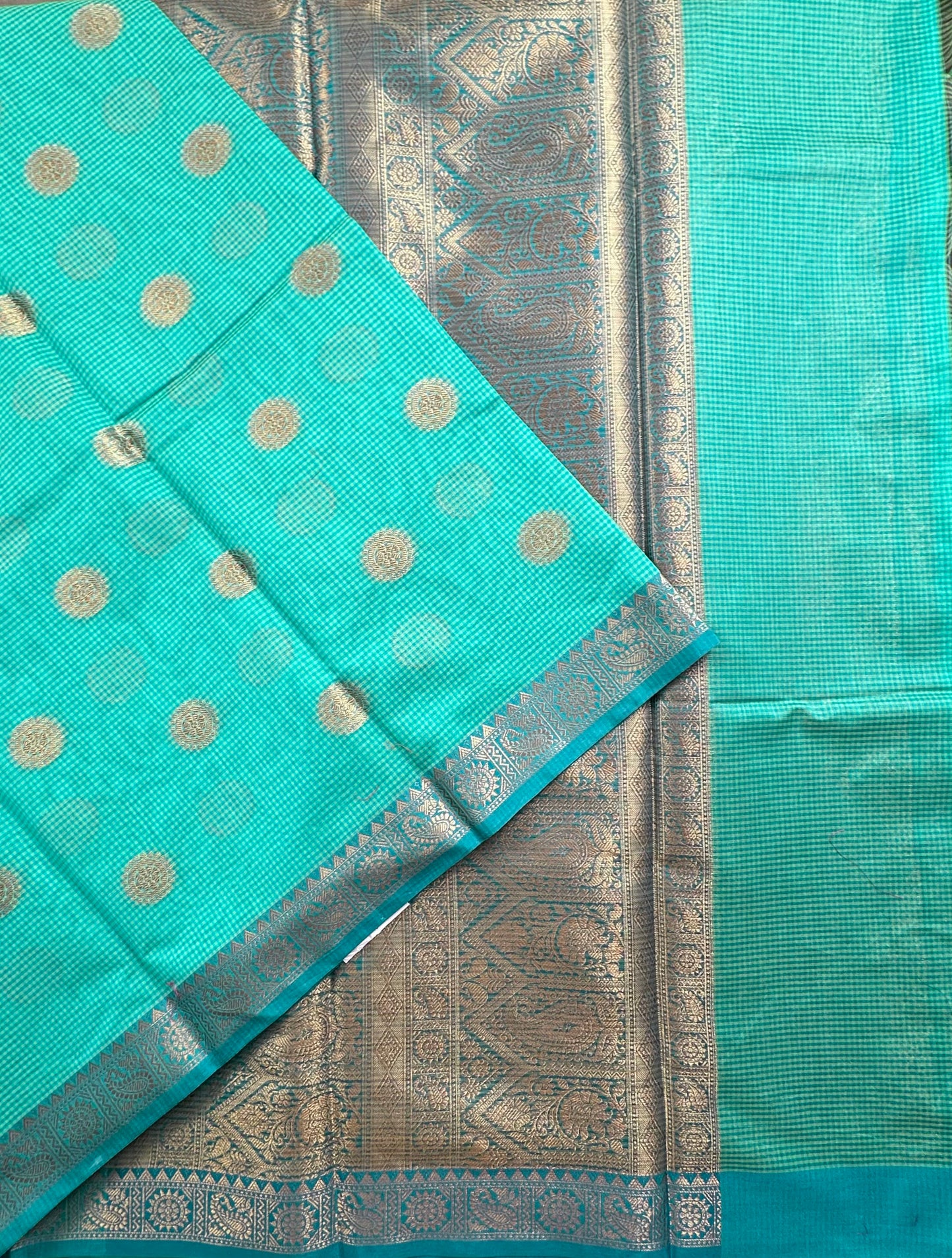 Sea Green Blended Cotton Saree