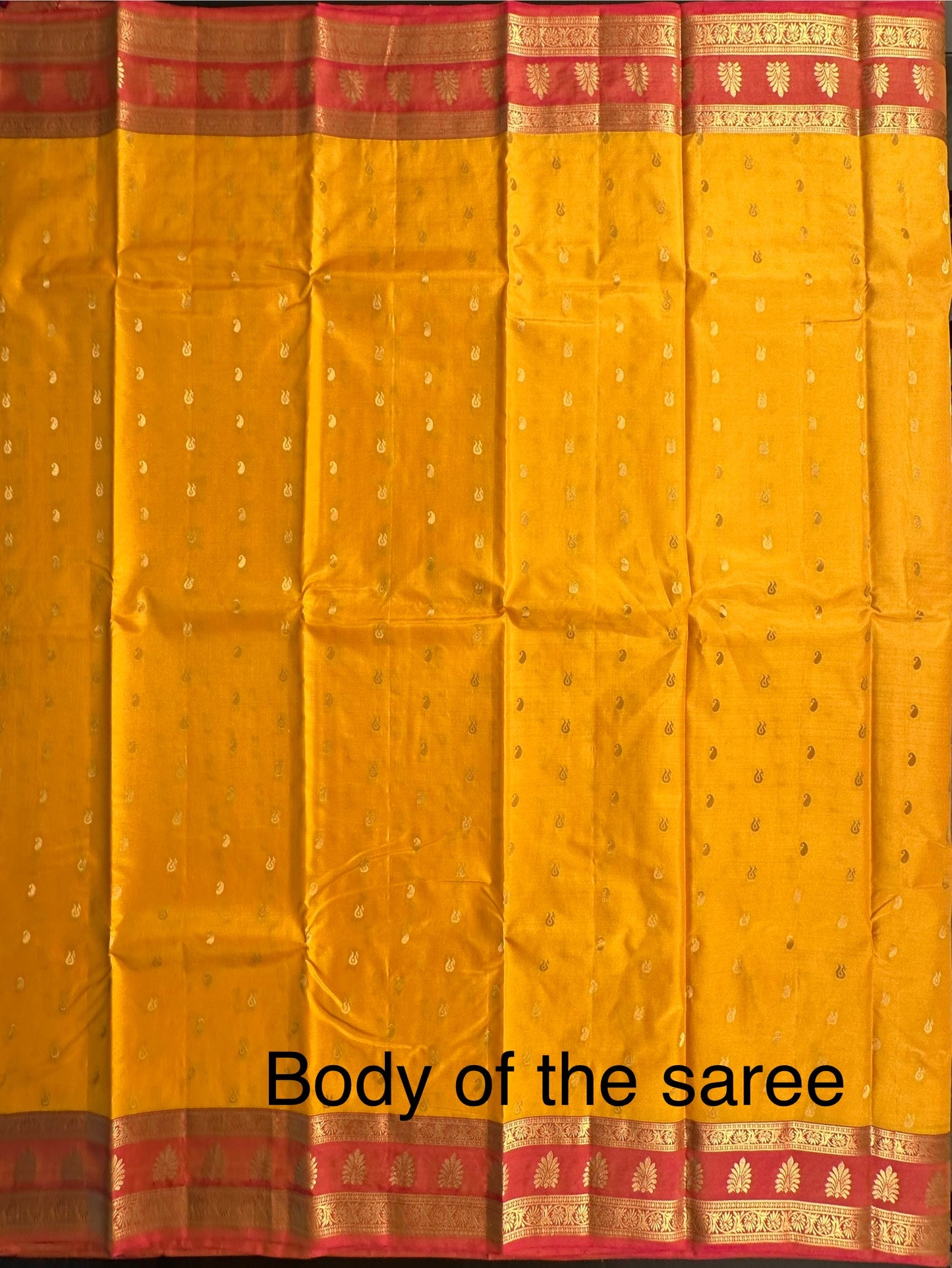 Yellow  Pondicherry Handloom Pure Silk Saree