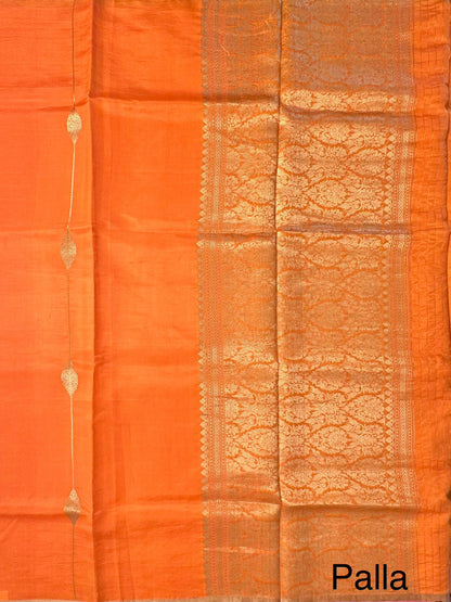 Orange Banarasi Pure Silk Saree
