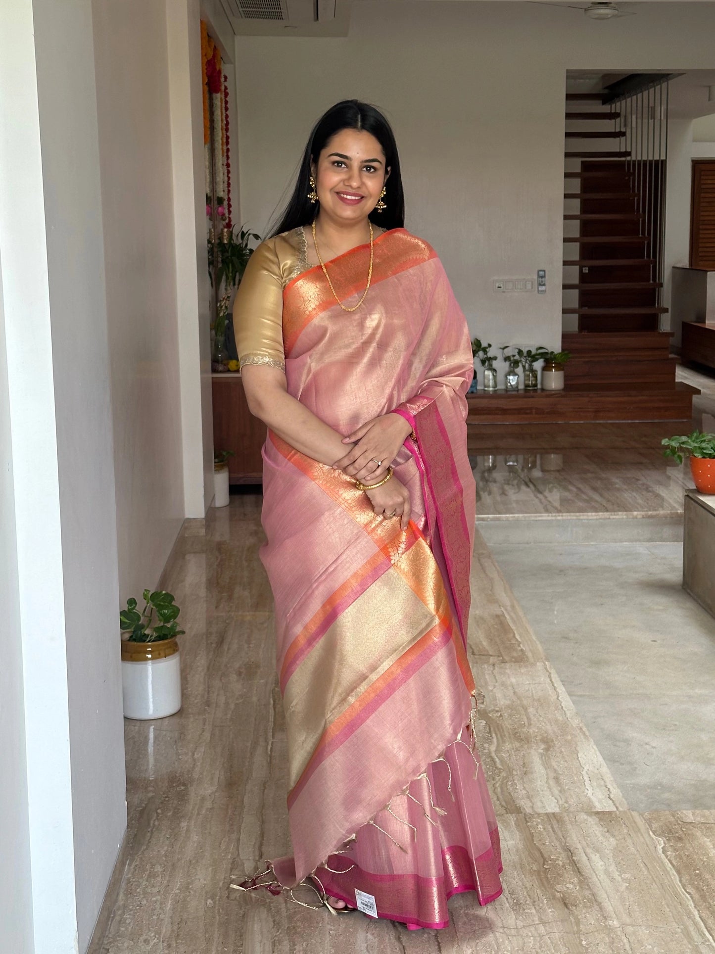 Pink Nimrit Tissue Saree