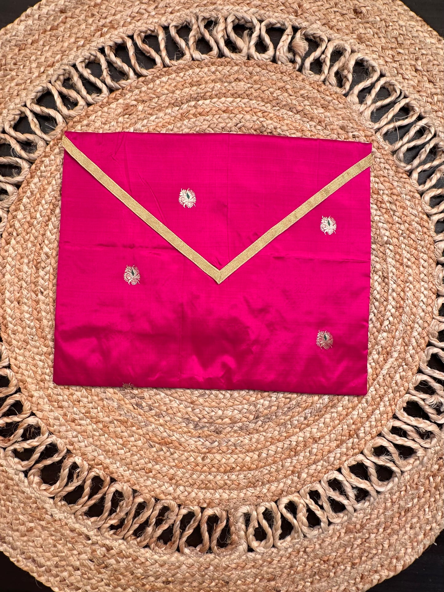 Magenta Pure Silk Saree Bag With Pouch