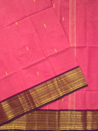 Dusky Pink-Purple Narayanpet Cotton Saree