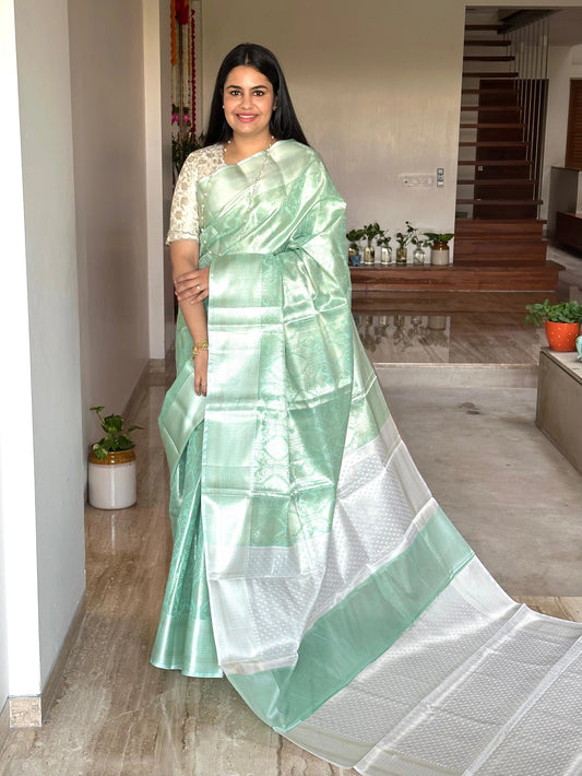 Sea Green Saadagi Tissue Saree