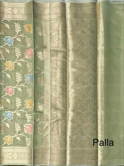 Pista Green Tarini Fancy Chanderi Saree