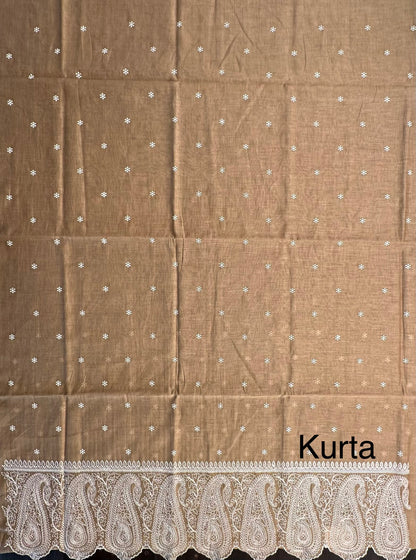 Brown Embroidery Chanderi Suit