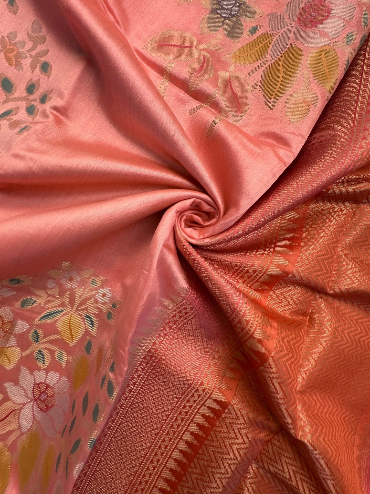Peach Vishakha Pure Silk Saree