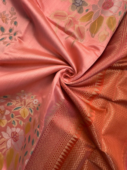 Peach Vishakha Pure Silk Saree