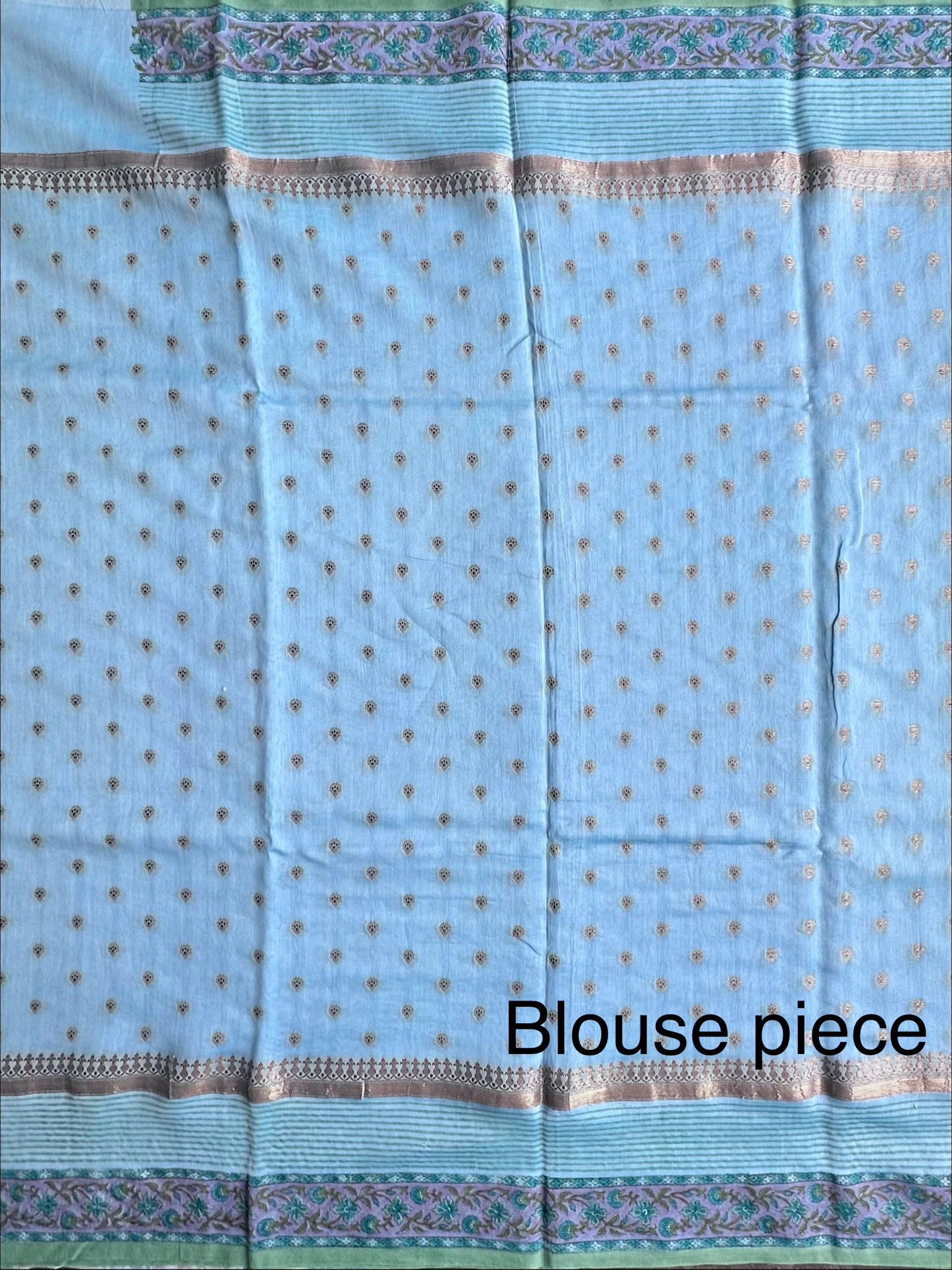Blue Chanderi Saree with Hand Block Print