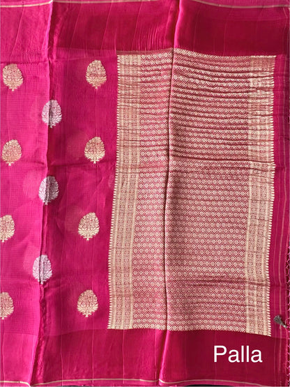 Rani Manika Kota Doria Art Silk Saree