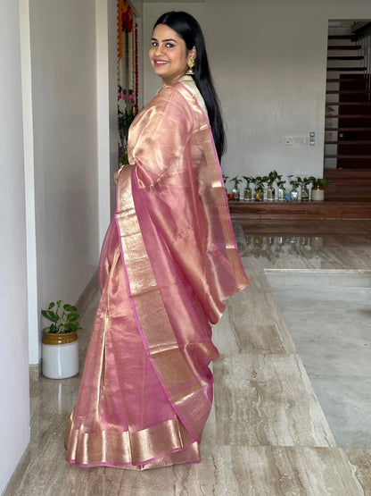 Pink Banarasi Pure Tissue Saree