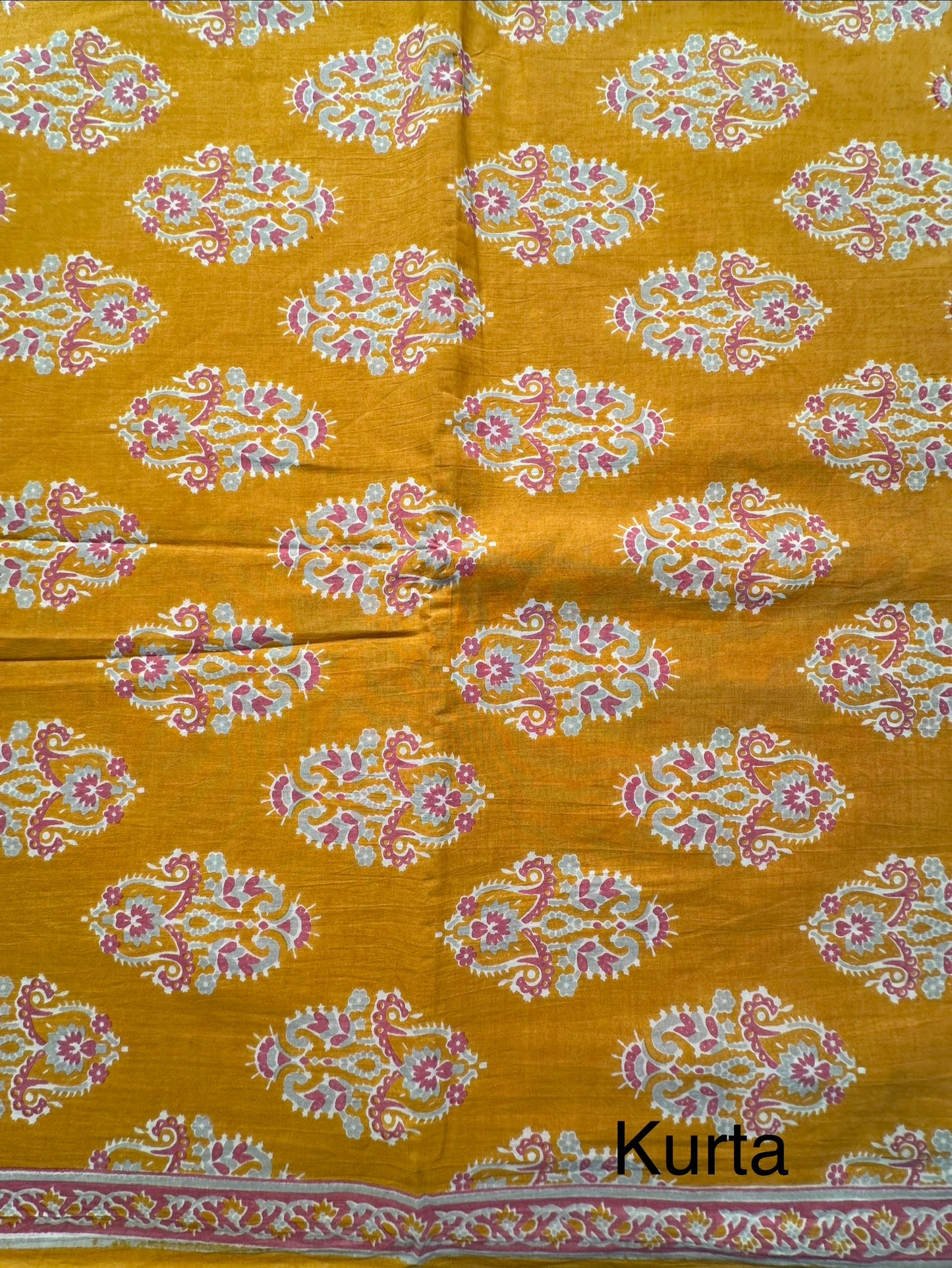 Mustard Block Printed Pure Cotton Suit