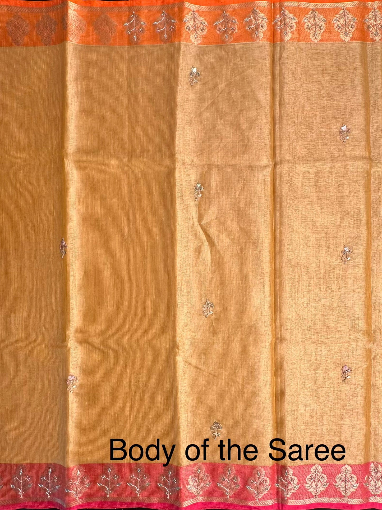 Mustard Hand Work Fancy Tissue Saree