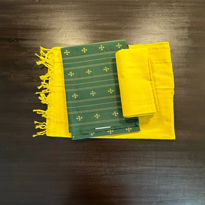 Bottle Green Handloom South Cotton Suit