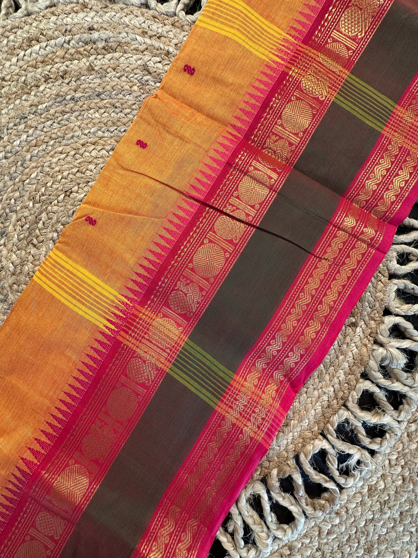 Mustard Narayanpet Cotton Saree