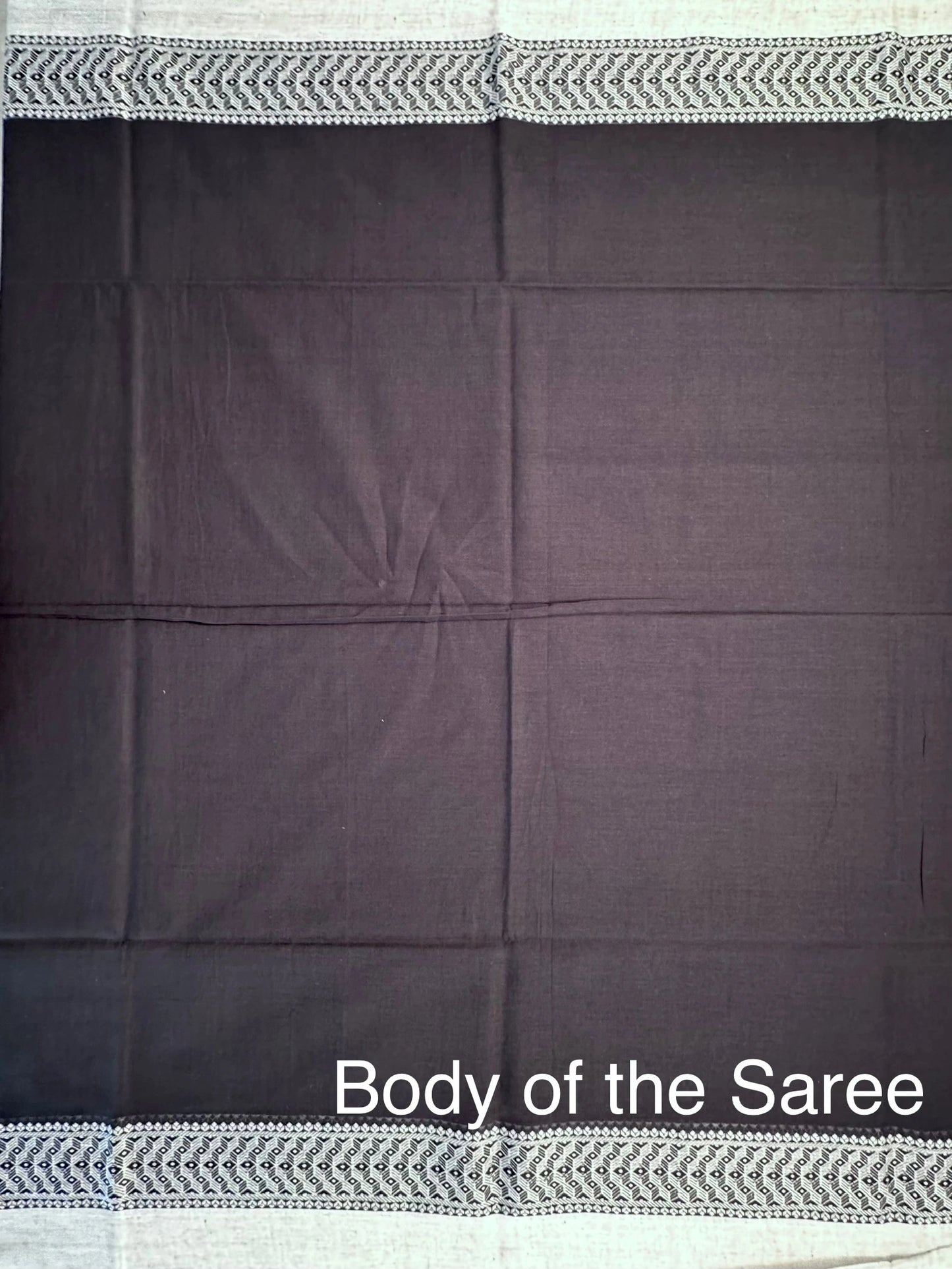 Black-Grey Piku Bengal Cotton Saree