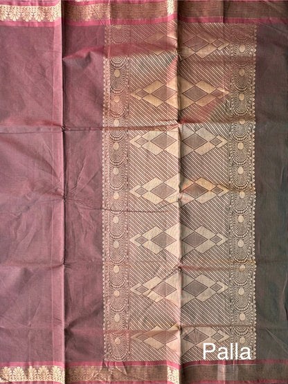 Pinkish Green (Shot/Dual Colour) Kovai Pure Cotton Saree