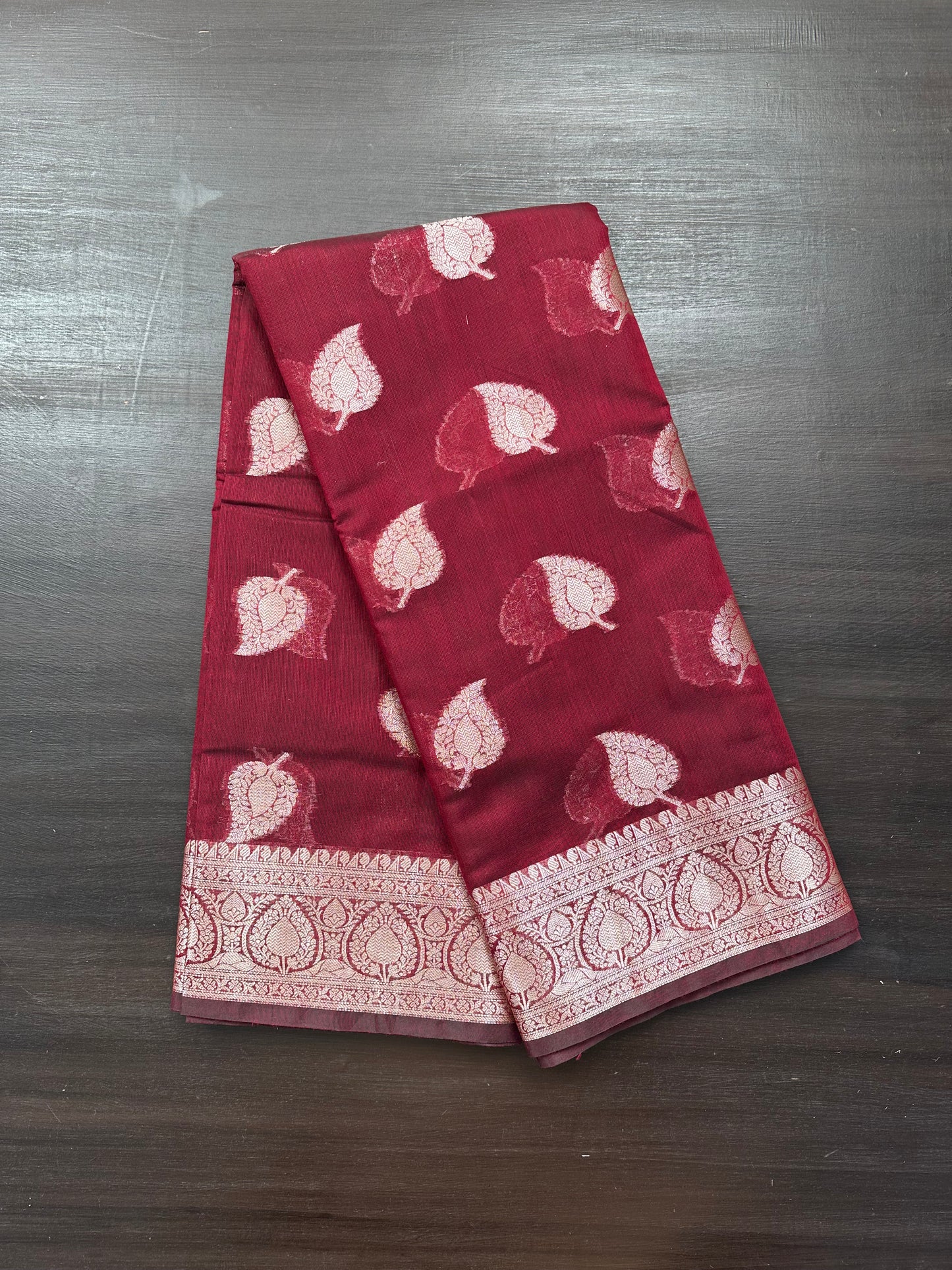 Maroon Chanderi Cotton Saree