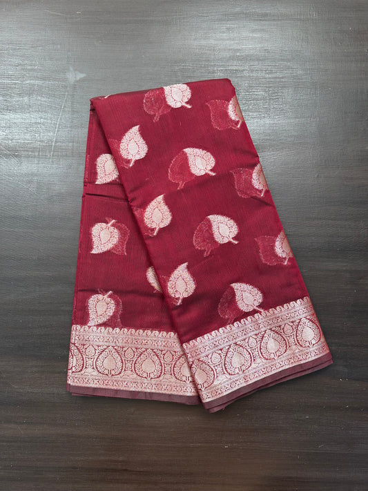 Maroon Chanderi Cotton Saree