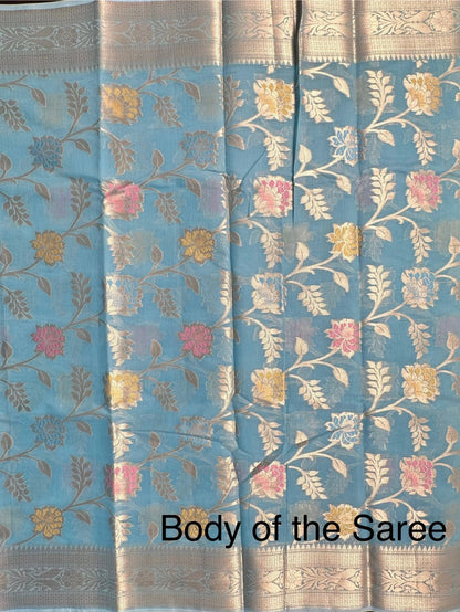 Firozi Tarini Fancy Chanderi Saree