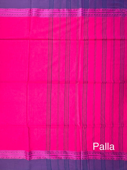 Magenta-Purple Piku Bengal Cotton Saree
